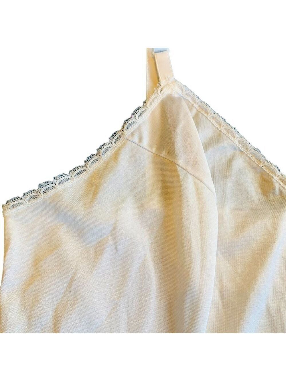 Vintage Vanity Fair Womens Nylon Camisole Top Size 34 With Lace Trim White Slip - Picture 3 of 10